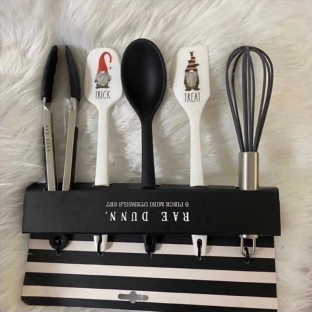 Rae Dunn Halloween TRICK TREAT Gnome 5 PC Mini Utensil Set